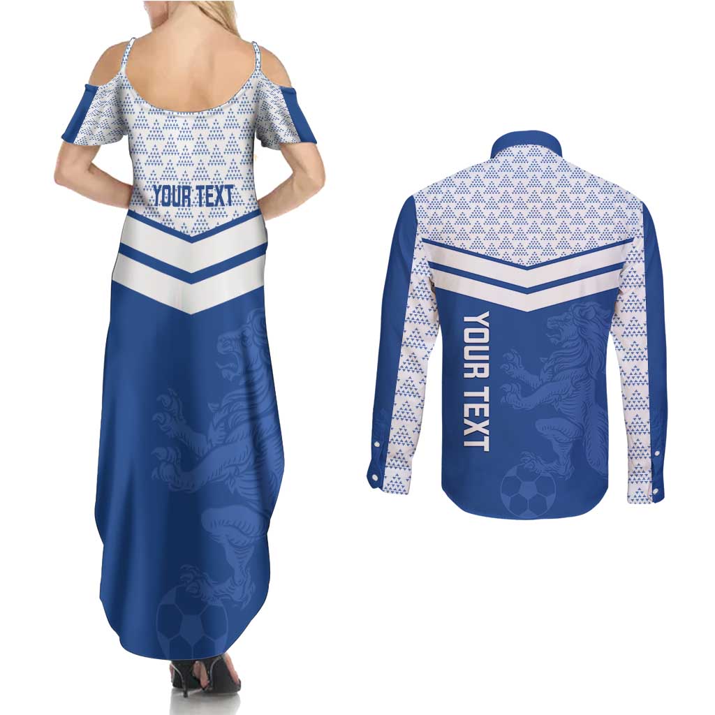 Mount Pleasant Jamaica Football Custom Couples Matching Summer Maxi Dress and Long Sleeve Button Shirt Come On Stush - Wonder Print Shop