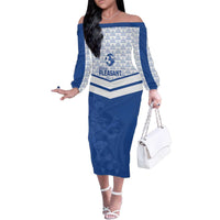 Mount Pleasant Jamaica Football Custom Family Matching Off The Shoulder Long Sleeve Dress and Hawaiian Shirt Come On Stush - Wonder Print Shop