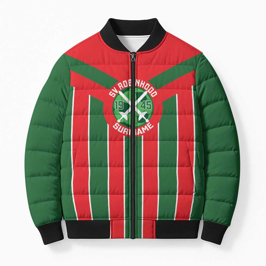 Robinhood Suriname Football Custom Bomber Puffer Jacket Go Geen Strijd - Wonder Print Shop