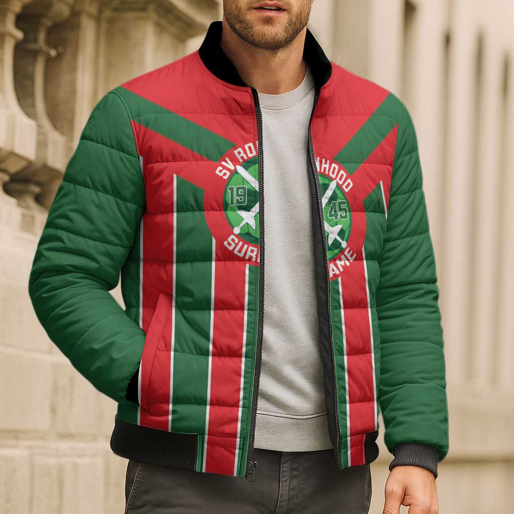 Robinhood Suriname Football Custom Bomber Puffer Jacket Go Geen Strijd - Wonder Print Shop