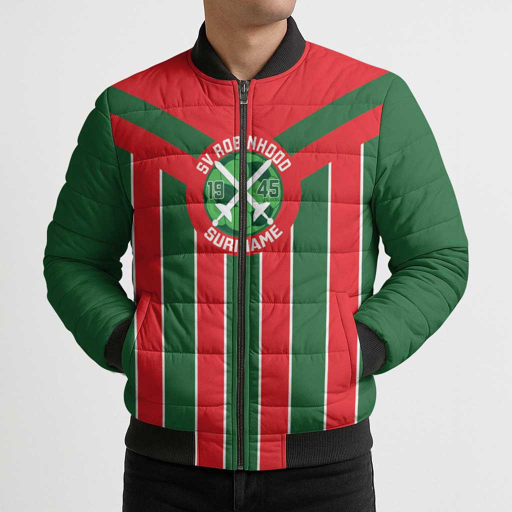 Robinhood Suriname Football Custom Bomber Puffer Jacket Go Geen Strijd - Wonder Print Shop