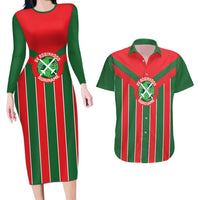 Robinhood Suriname Football Custom Couples Matching Long Sleeve Bodycon Dress and Hawaiian Shirt Go Geen Strijd - Wonder Print Shop