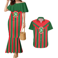 Robinhood Suriname Football Custom Couples Matching Mermaid Dress and Hawaiian Shirt Go Geen Strijd - Wonder Print Shop