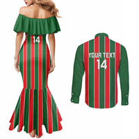 Robinhood Suriname Football Custom Couples Matching Mermaid Dress and Long Sleeve Button Shirt Go Geen Strijd - Wonder Print Shop