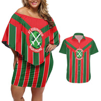 Robinhood Suriname Football Custom Couples Matching Off Shoulder Short Dress and Hawaiian Shirt Go Geen Strijd - Wonder Print Shop