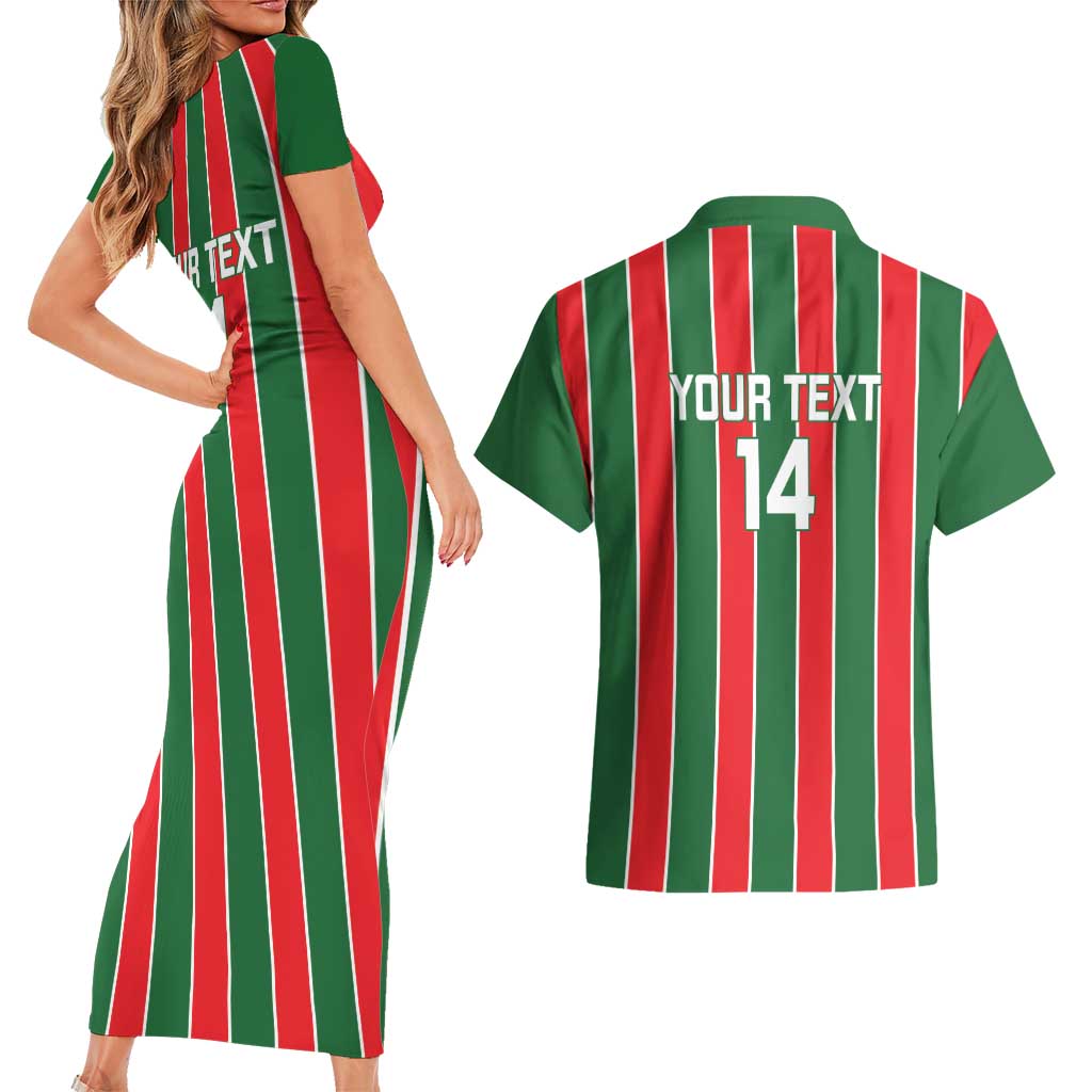 Robinhood Suriname Football Custom Couples Matching Short Sleeve Bodycon Dress and Hawaiian Shirt Go Geen Strijd - Wonder Print Shop