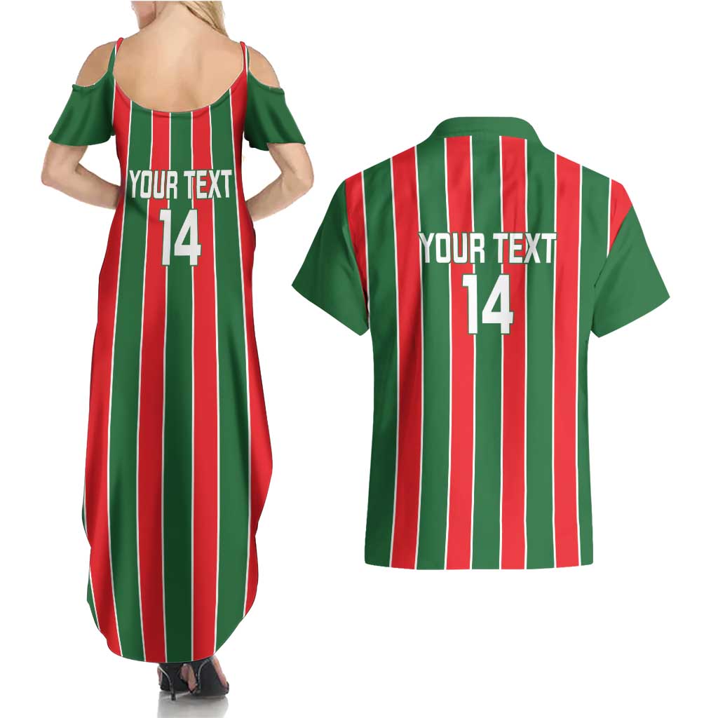 Robinhood Suriname Football Custom Couples Matching Summer Maxi Dress and Hawaiian Shirt Go Geen Strijd - Wonder Print Shop