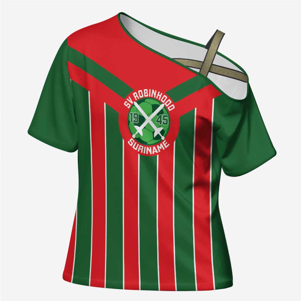 Robinhood Suriname Football Custom Cross Shoulder Shirt Go Geen Strijd - Wonder Print Shop