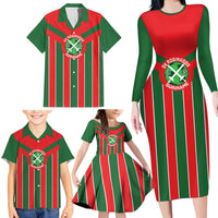 Robinhood Suriname Football Custom Family Matching Long Sleeve Bodycon Dress and Hawaiian Shirt Go Geen Strijd - Wonder Print Shop