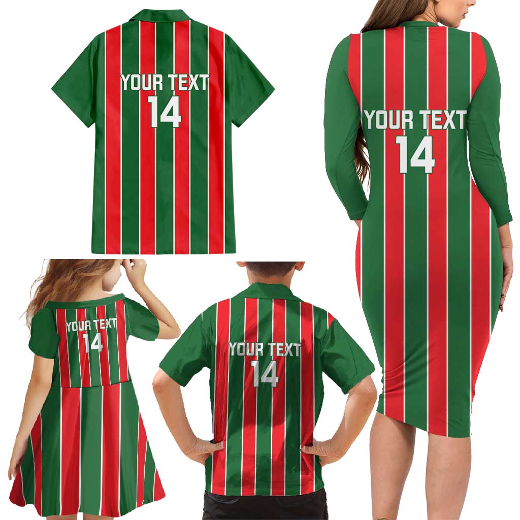 Robinhood Suriname Football Custom Family Matching Long Sleeve Bodycon Dress and Hawaiian Shirt Go Geen Strijd - Wonder Print Shop
