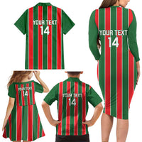 Robinhood Suriname Football Custom Family Matching Long Sleeve Bodycon Dress and Hawaiian Shirt Go Geen Strijd - Wonder Print Shop