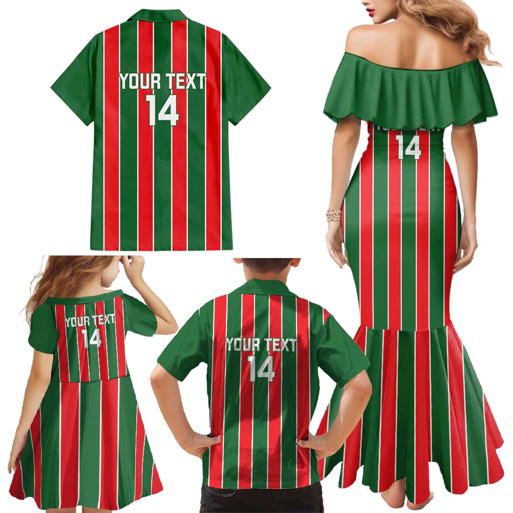 Robinhood Suriname Football Custom Family Matching Mermaid Dress and Hawaiian Shirt Go Geen Strijd - Wonder Print Shop