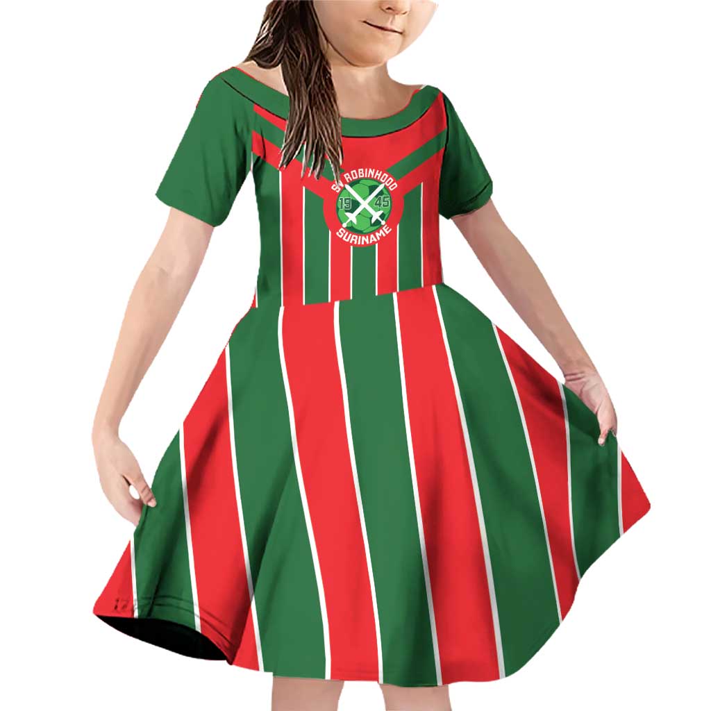 Robinhood Suriname Football Custom Family Matching Off Shoulder Short Dress and Hawaiian Shirt Go Geen Strijd - Wonder Print Shop