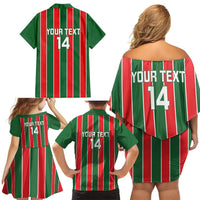 Robinhood Suriname Football Custom Family Matching Off Shoulder Short Dress and Hawaiian Shirt Go Geen Strijd - Wonder Print Shop