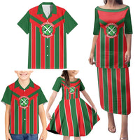Robinhood Suriname Football Custom Family Matching Puletasi and Hawaiian Shirt Go Geen Strijd - Wonder Print Shop