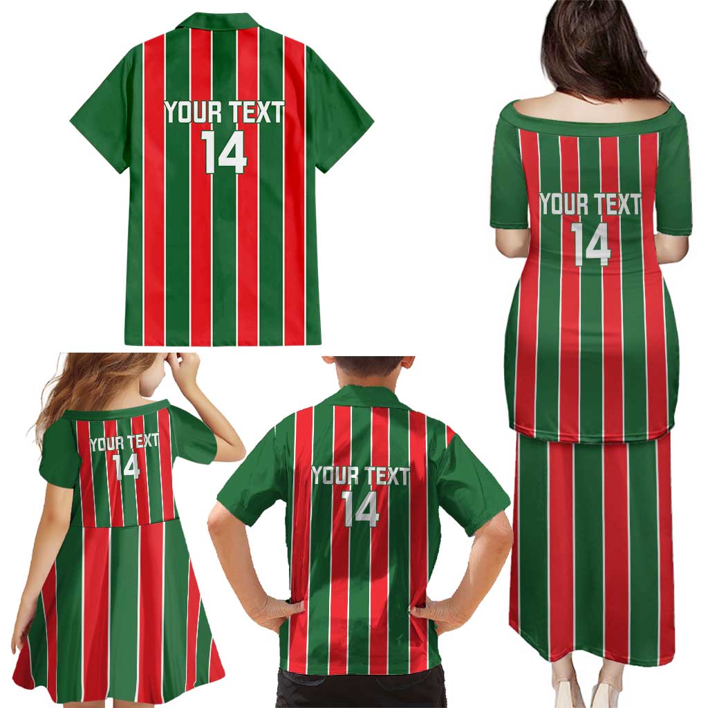 Robinhood Suriname Football Custom Family Matching Puletasi and Hawaiian Shirt Go Geen Strijd - Wonder Print Shop