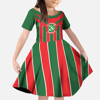 Robinhood Suriname Football Custom Family Matching Short Sleeve Bodycon Dress and Hawaiian Shirt Go Geen Strijd - Wonder Print Shop