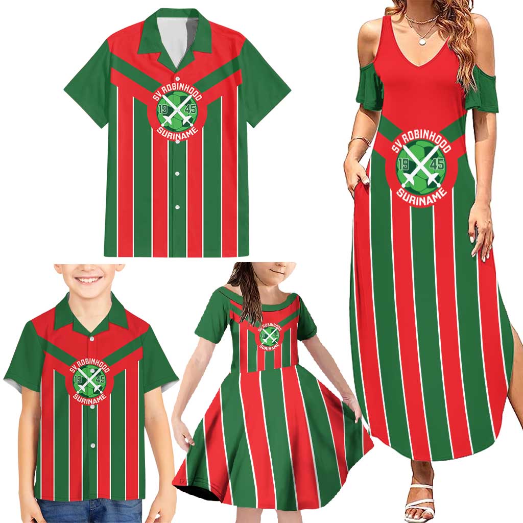 Robinhood Suriname Football Custom Family Matching Summer Maxi Dress and Hawaiian Shirt Go Geen Strijd - Wonder Print Shop