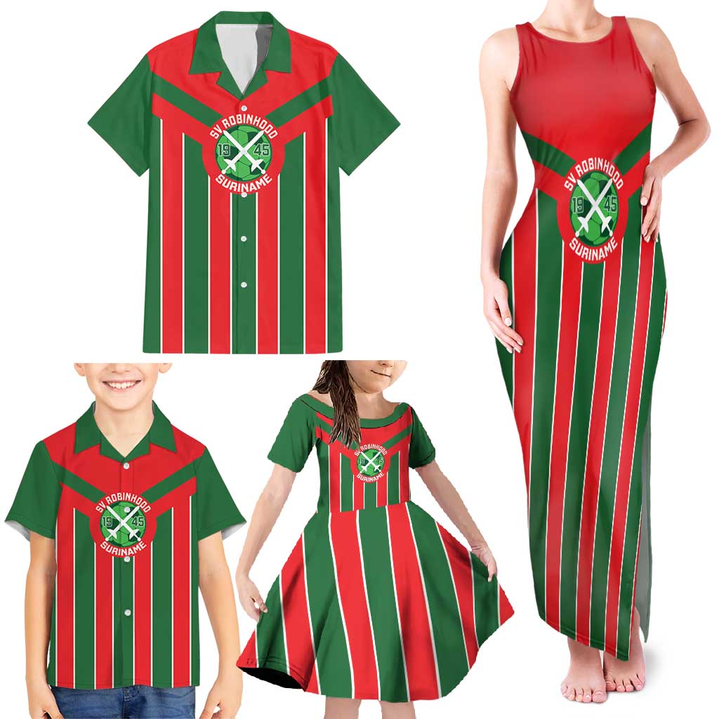 Robinhood Suriname Football Custom Family Matching Tank Maxi Dress and Hawaiian Shirt Go Geen Strijd - Wonder Print Shop