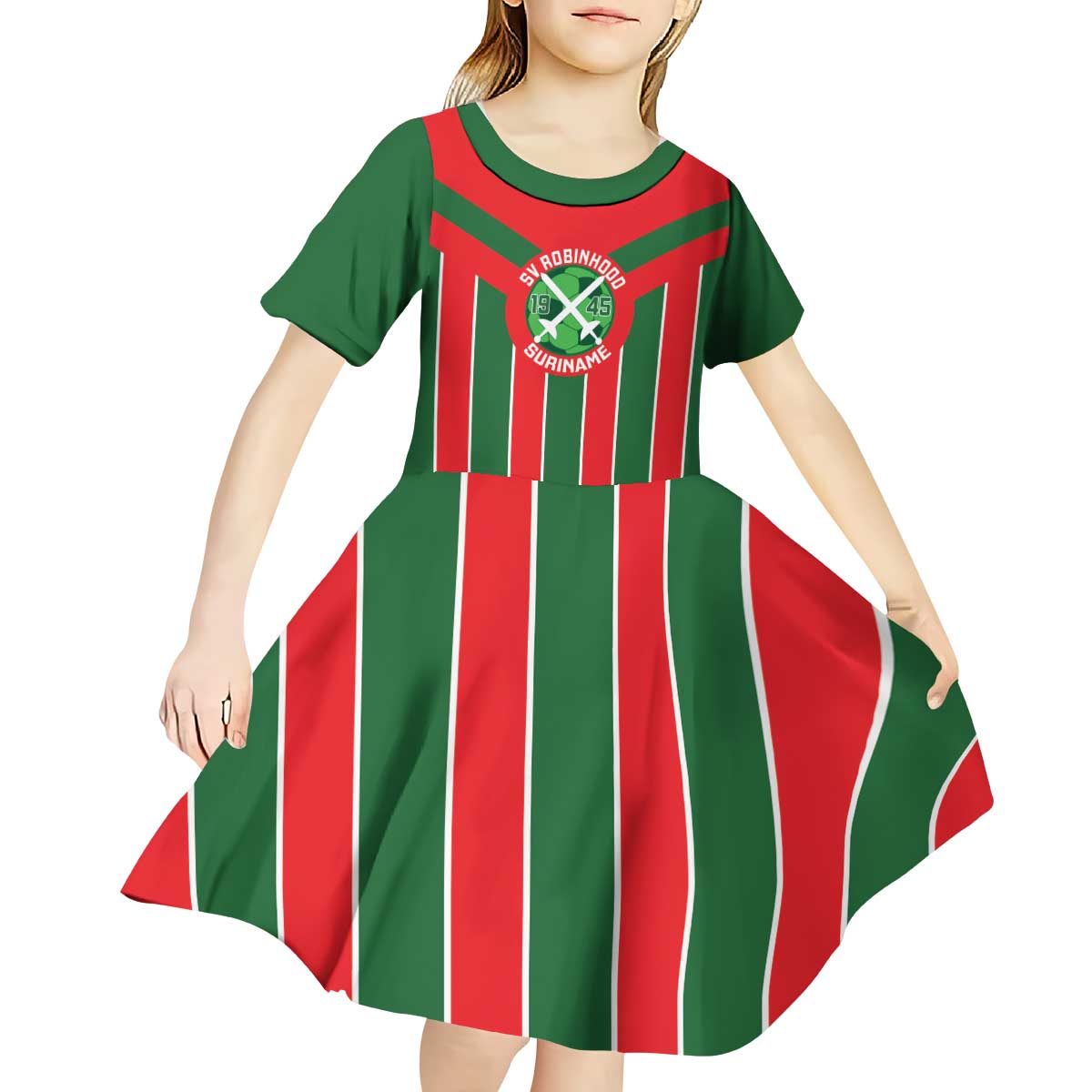 Robinhood Suriname Football Custom Kid Short Sleeve Dress Go Geen Strijd - Wonder Print Shop