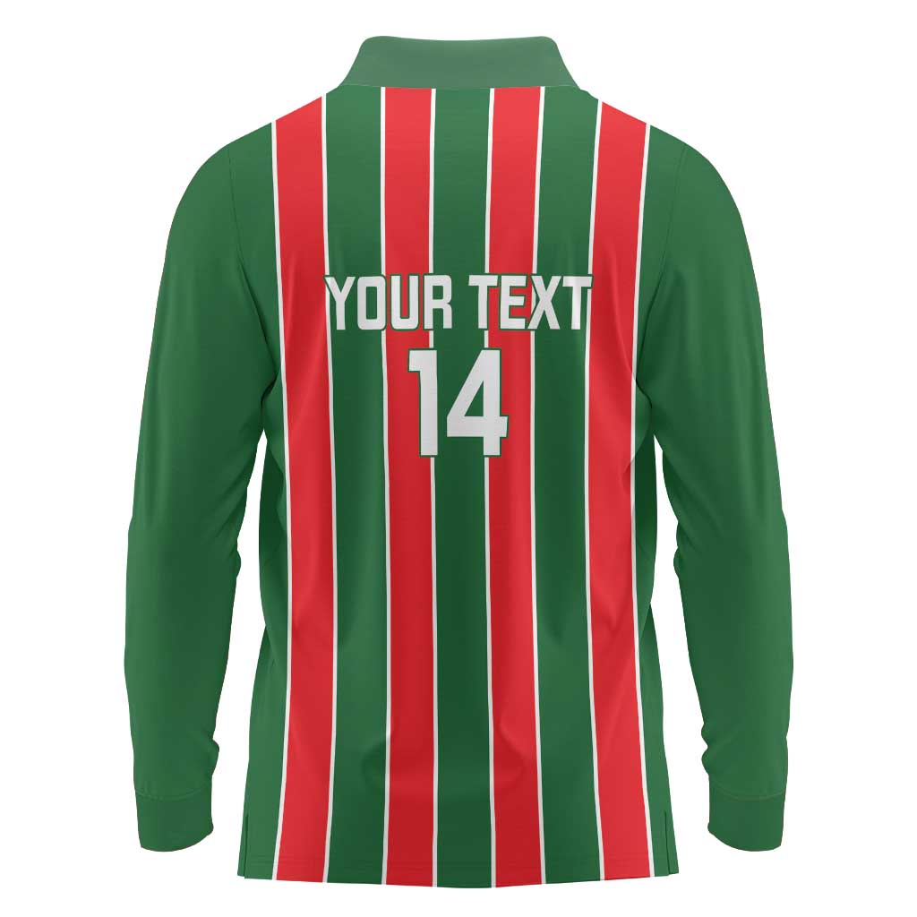 Robinhood Suriname Football Custom Long Sleeve Polo Shirt Go Geen Strijd - Wonder Print Shop