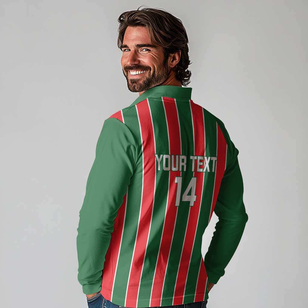 Robinhood Suriname Football Custom Long Sleeve Polo Shirt Go Geen Strijd - Wonder Print Shop