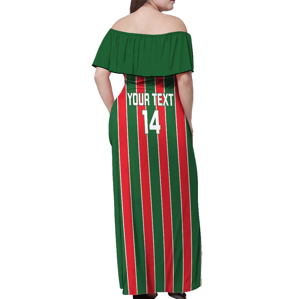 Robinhood Suriname Football Custom Off Shoulder Maxi Dress Go Geen Strijd - Wonder Print Shop