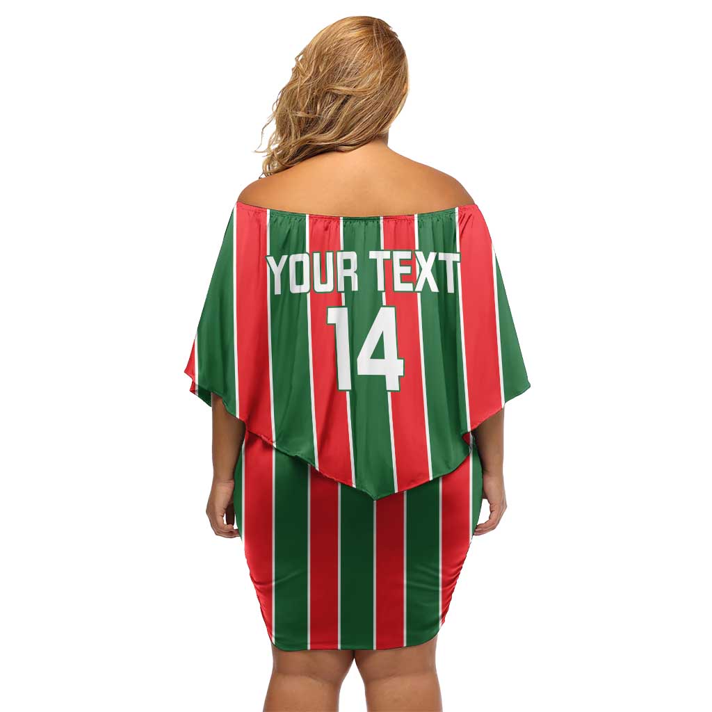 Robinhood Suriname Football Custom Off Shoulder Short Dress Go Geen Strijd - Wonder Print Shop