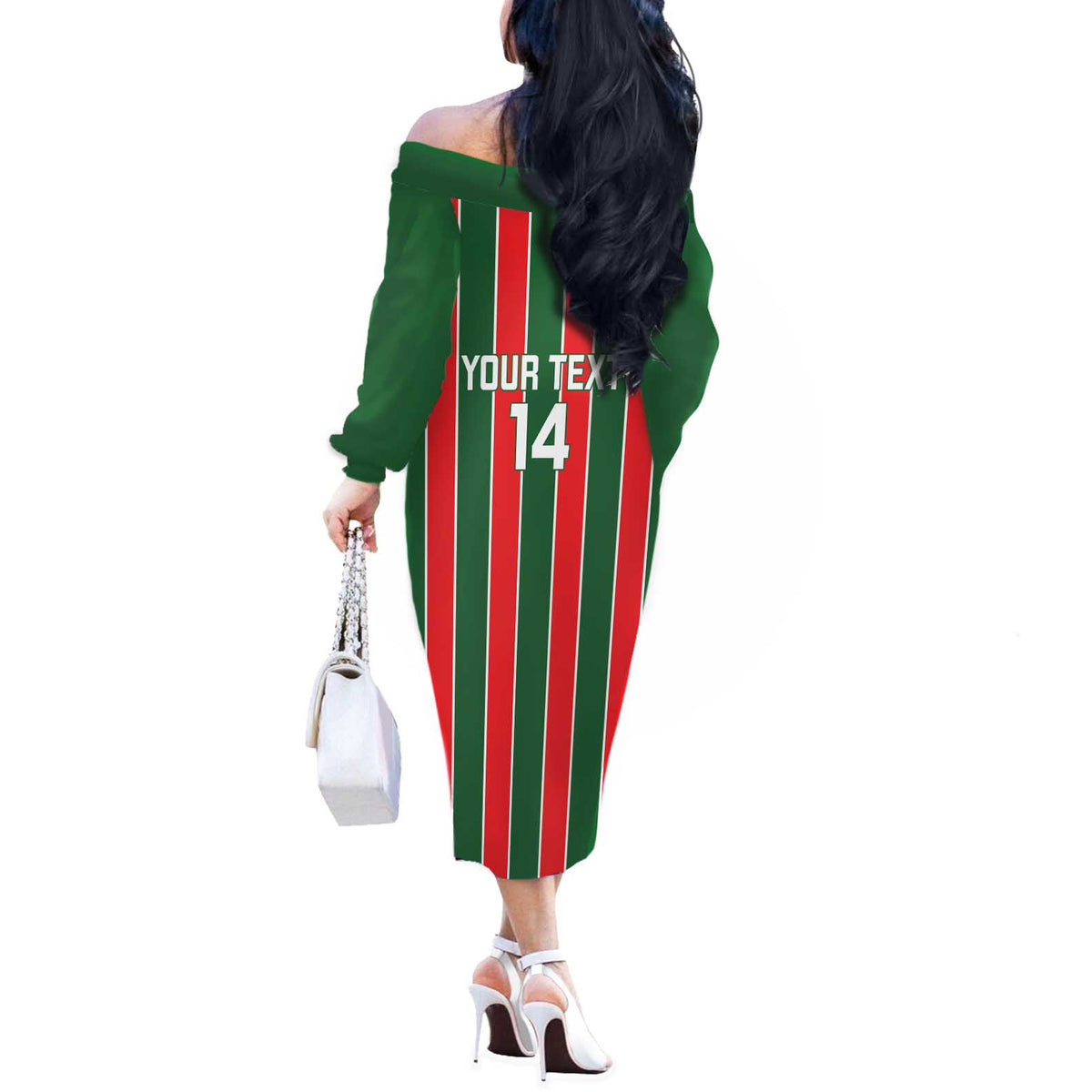 Robinhood Suriname Football Custom Off The Shoulder Long Sleeve Dress Go Geen Strijd - Wonder Print Shop