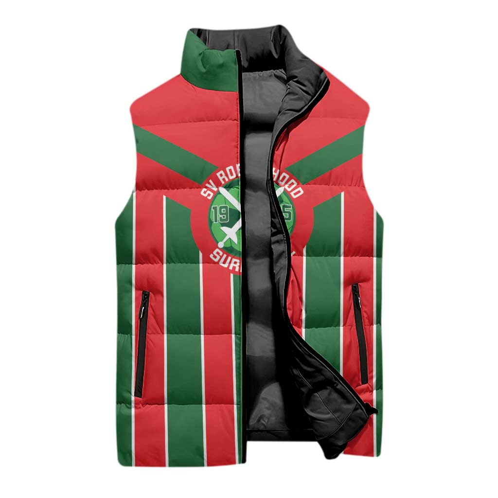 Robinhood Suriname Football Custom Sleeveless Puffer Jacket Go Geen Strijd - Wonder Print Shop