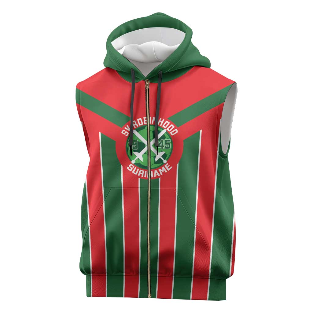 Robinhood Suriname Football Custom Sleeveless Zip Hoodie Go Geen Strijd - Wonder Print Shop