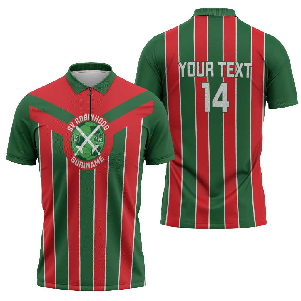 Robinhood Suriname Football Custom Zipper Polo Shirt Go Geen Strijd - Wonder Print Shop