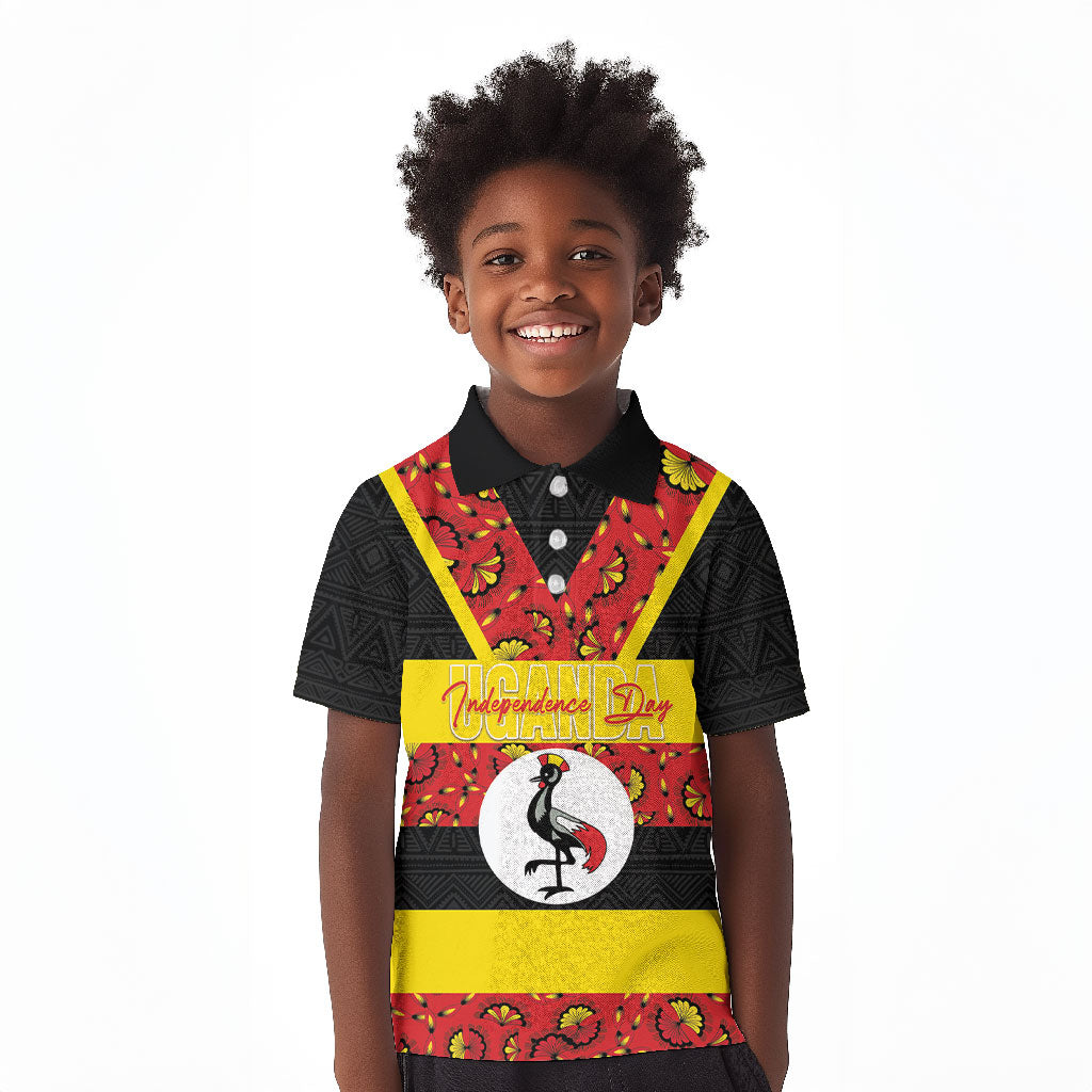 Personalized Uganda Independence Day Kid Polo Shirt Ugandan Kitenge African Pattern