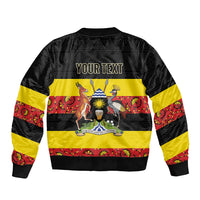 Personalized Uganda Independence Day Sleeve Zip Bomber Jacket Ugandan Kitenge African Pattern