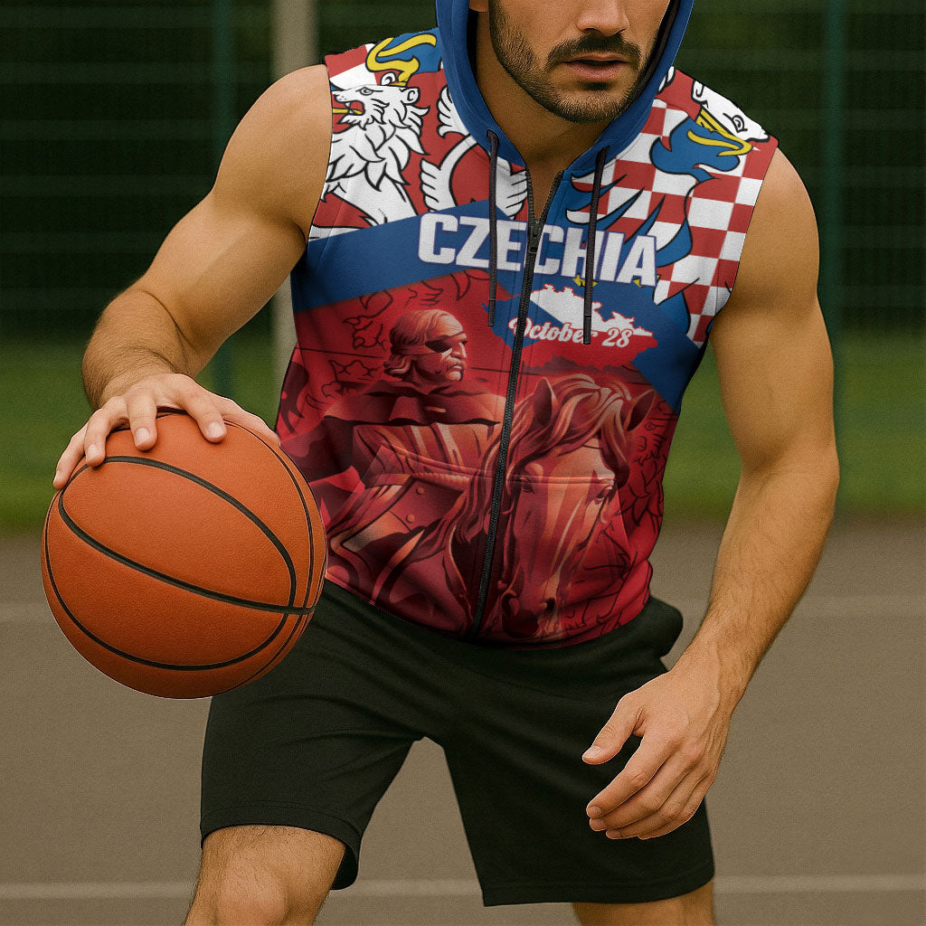 Personalized Czech Independence Day Sleeveless Zip Hoodie October 28 Vitkov National Monument