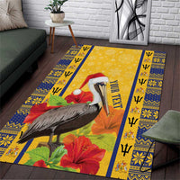 Personalized Barbados Christmas Area Rug Bajan Xmas Brown Pelican Santa - Wonder Print Shop