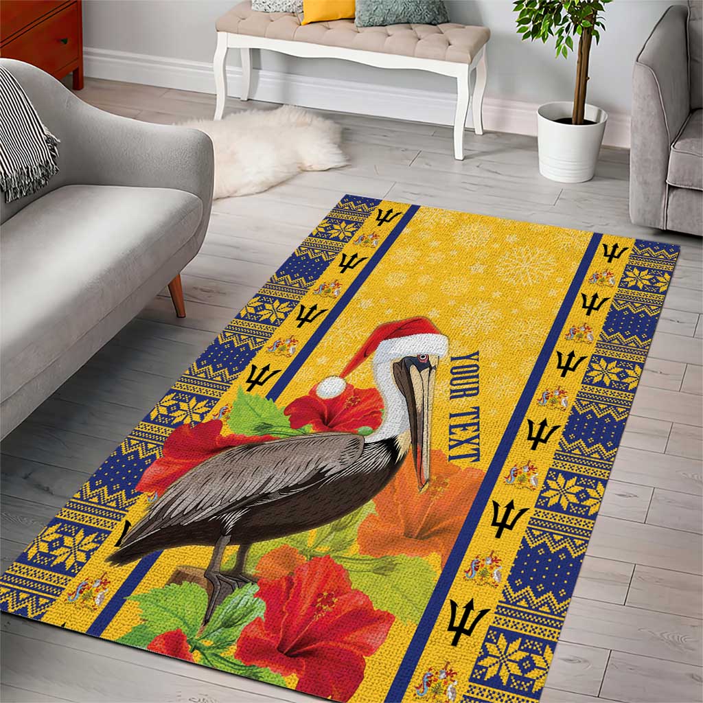 Personalized Barbados Christmas Area Rug Bajan Xmas Brown Pelican Santa - Wonder Print Shop