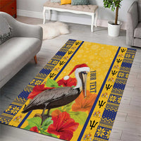 Personalized Barbados Christmas Area Rug Bajan Xmas Brown Pelican Santa - Wonder Print Shop