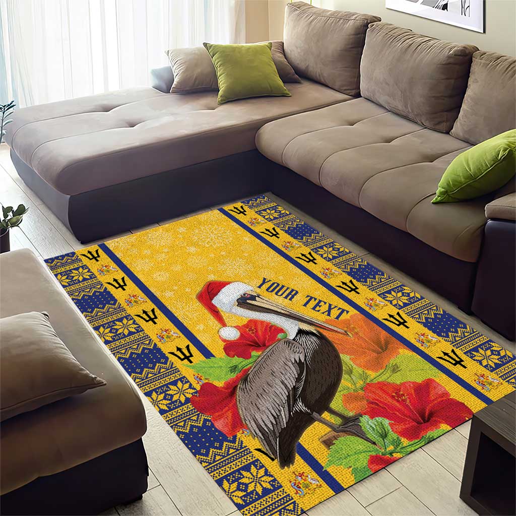 Personalized Barbados Christmas Area Rug Bajan Xmas Brown Pelican Santa - Wonder Print Shop