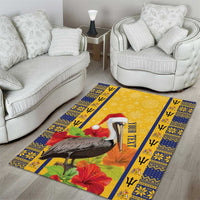 Personalized Barbados Christmas Area Rug Bajan Xmas Brown Pelican Santa - Wonder Print Shop