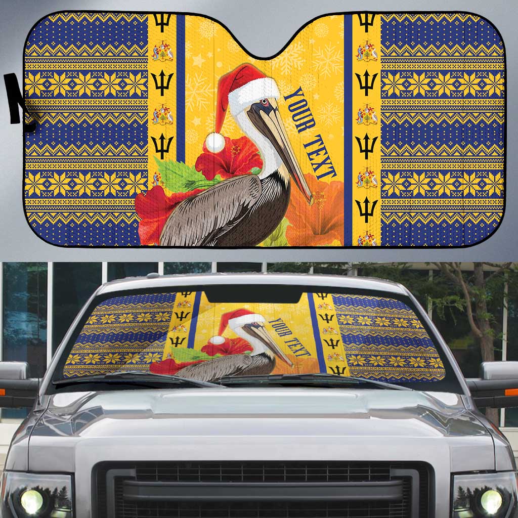Personalized Barbados Christmas Auto Sun Shade Bajan Xmas Brown Pelican Santa - Wonder Print Shop