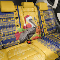 Personalized Barbados Christmas Back Car Seat Cover Bajan Xmas Brown Pelican Santa - Wonder Print Shop