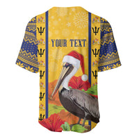 Personalized Barbados Christmas Baseball Jersey Bajan Xmas Brown Pelican Santa - Wonder Print Shop