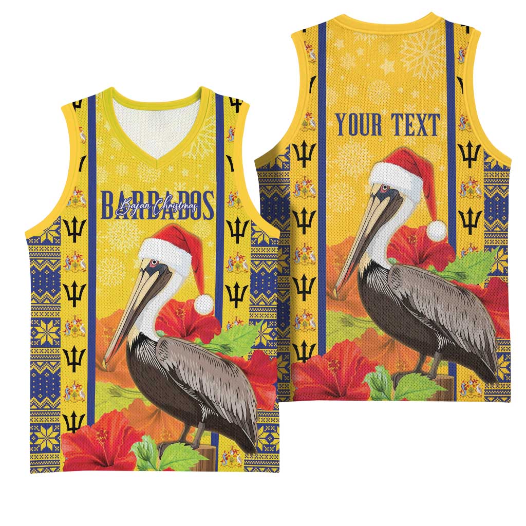 Personalized Barbados Christmas Basketball Jersey Bajan Xmas Brown Pelican Santa - Wonder Print Shop