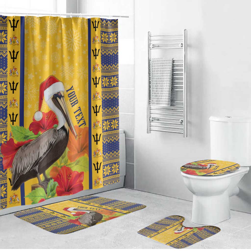 Personalized Barbados Christmas Bathroom Set Bajan Xmas Brown Pelican Santa - Wonder Print Shop