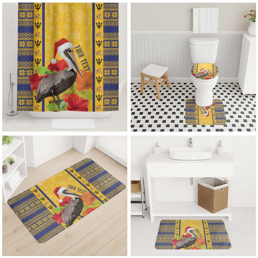 Personalized Barbados Christmas Bathroom Set Bajan Xmas Brown Pelican Santa - Wonder Print Shop