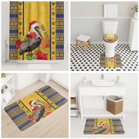 Personalized Barbados Christmas Bathroom Set Bajan Xmas Brown Pelican Santa - Wonder Print Shop