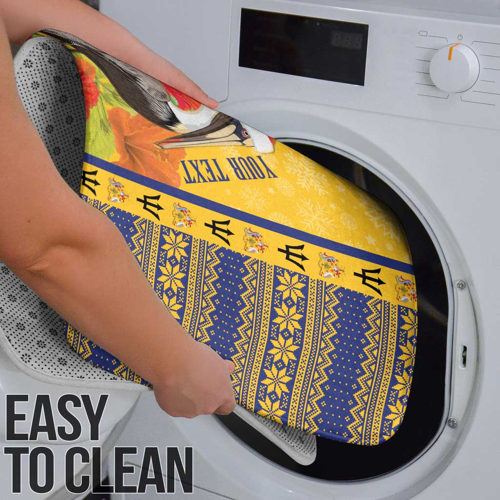 Personalized Barbados Christmas Bathroom Set Bajan Xmas Brown Pelican Santa - Wonder Print Shop