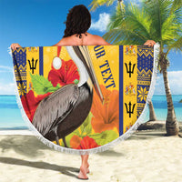 Personalized Barbados Christmas Beach Blanket Bajan Xmas Brown Pelican Santa - Wonder Print Shop