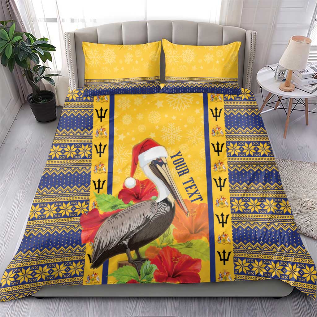 Personalized Barbados Christmas Bedding Set Bajan Xmas Brown Pelican Santa - Wonder Print Shop